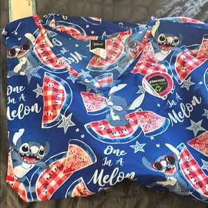 Disney Blue and Red Pajama Tops with Watermelon Pattern
